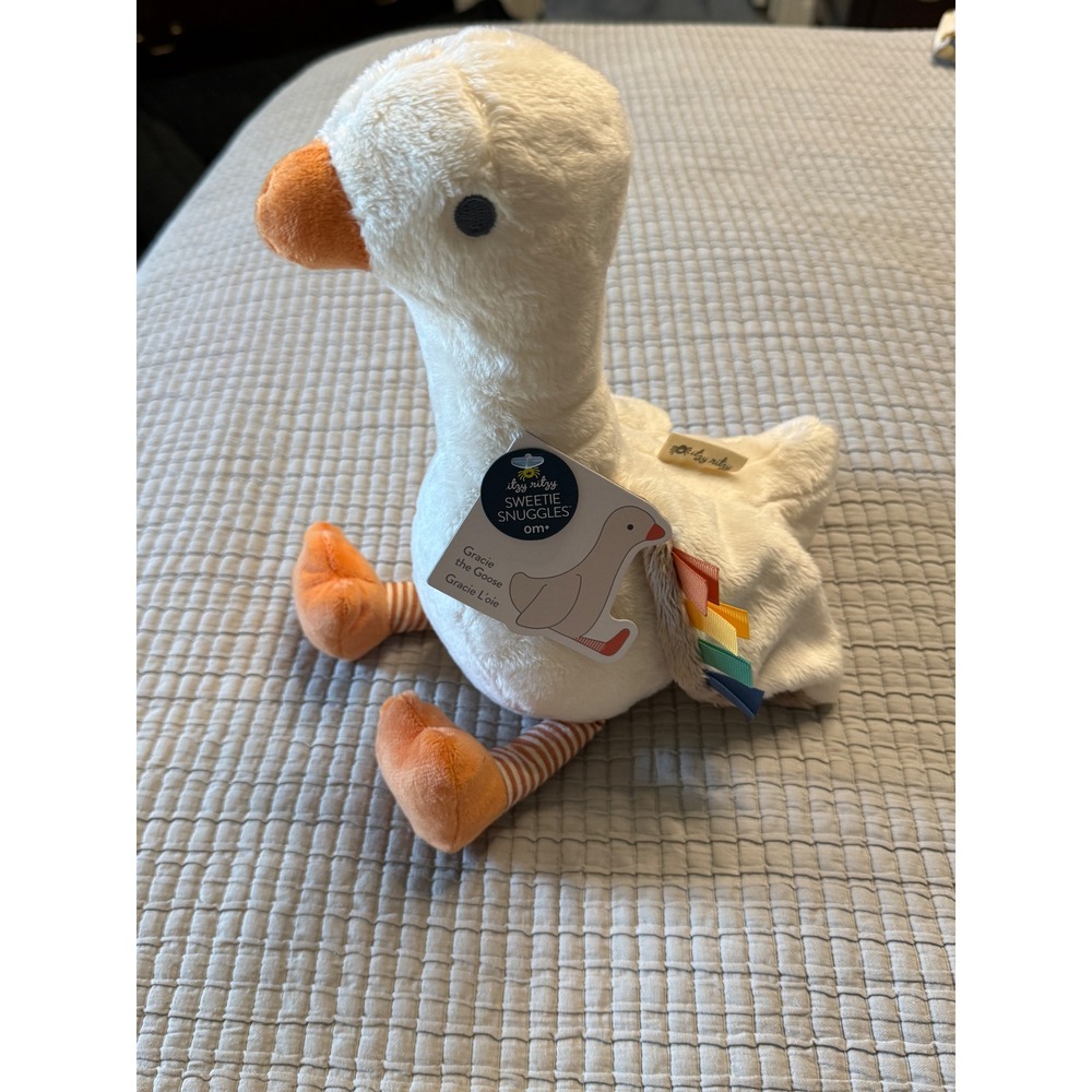 Itzy Ritzy Sweetie Snuggles Gracie the Goose White Plush Baby Sensory Toy NWT